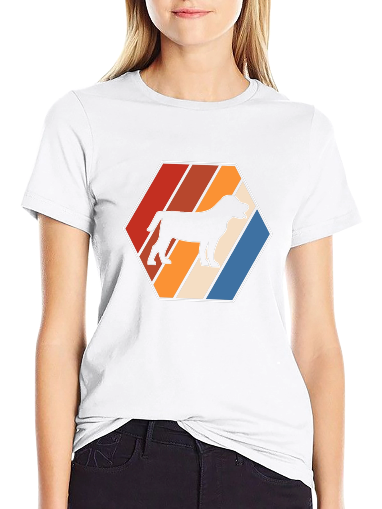 Retro Dog Silhouette Hexagon Graphic Tee