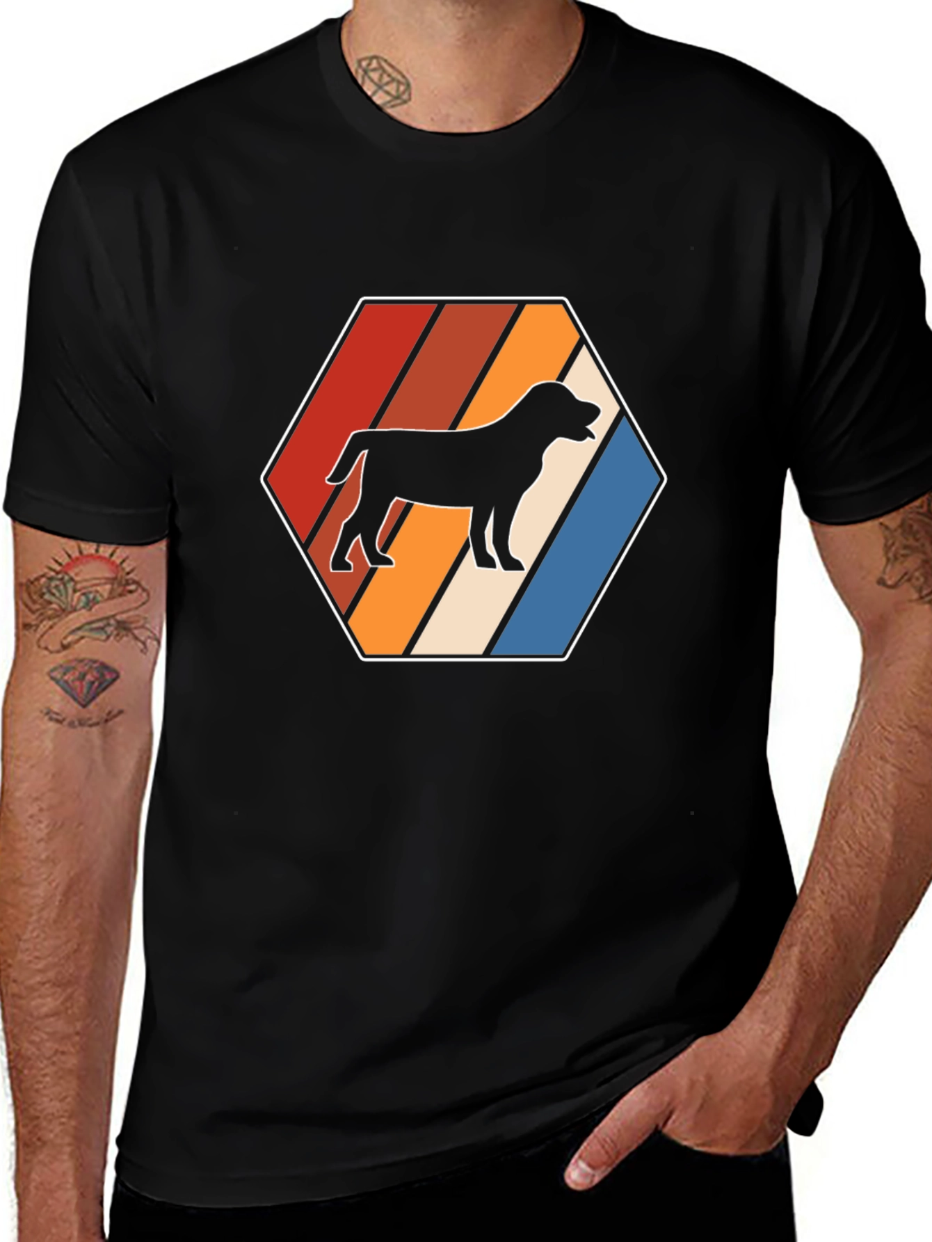 Retro Dog Silhouette Hexagon Graphic Tee