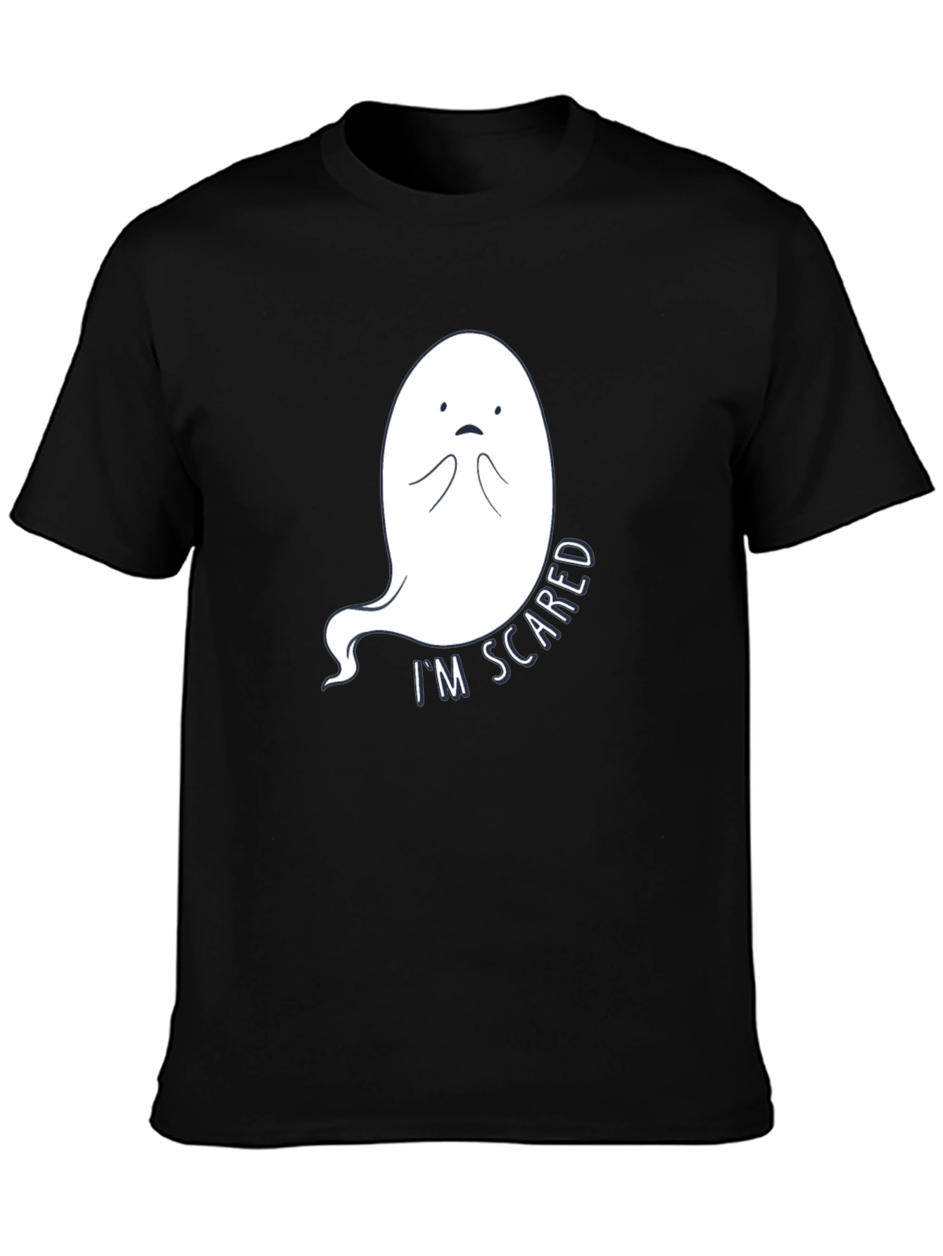 Scared Ghost Graphic Tee - Black Cotton T-Shirt