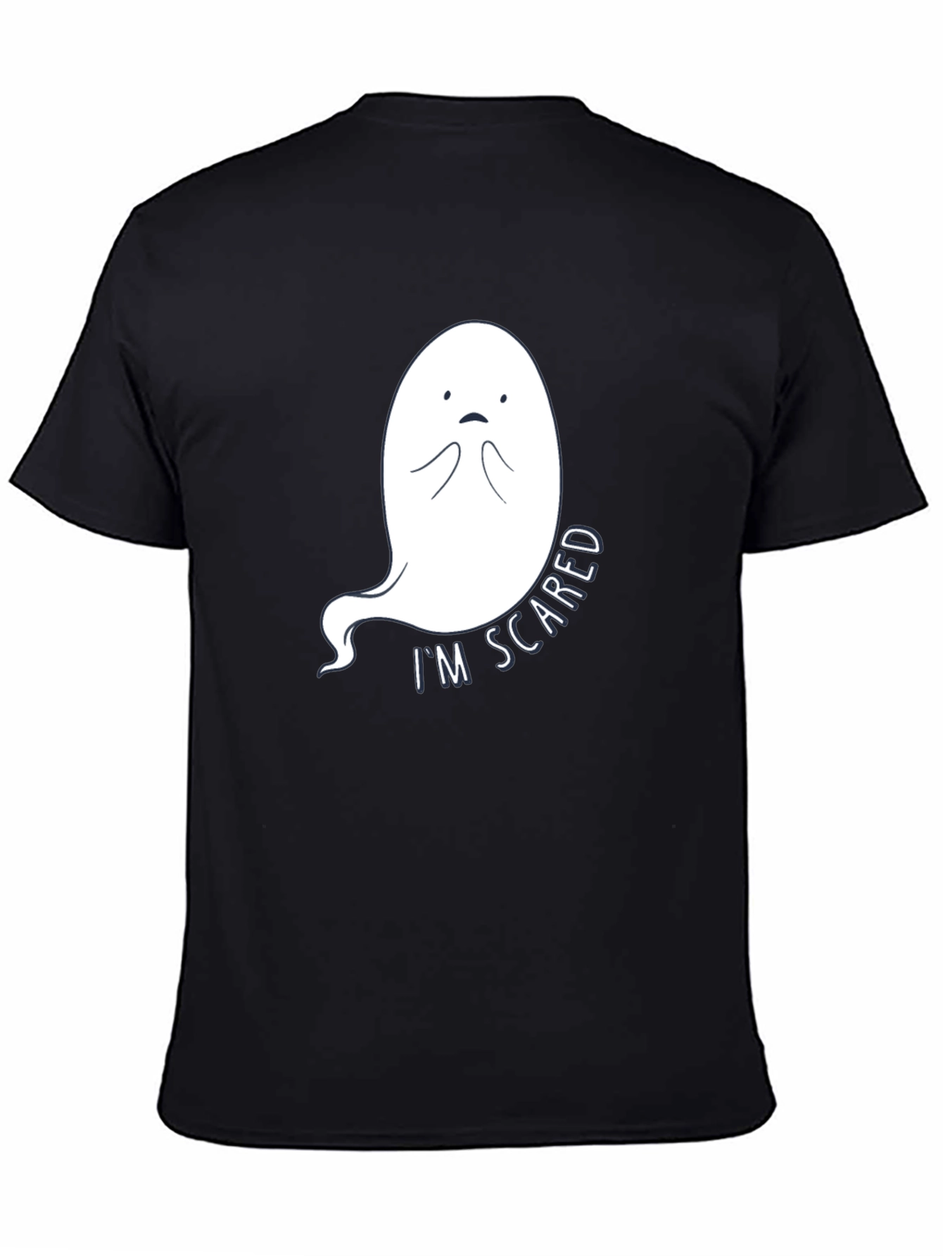 Scared Ghost Graphic Tee - Black Cotton T-Shirt