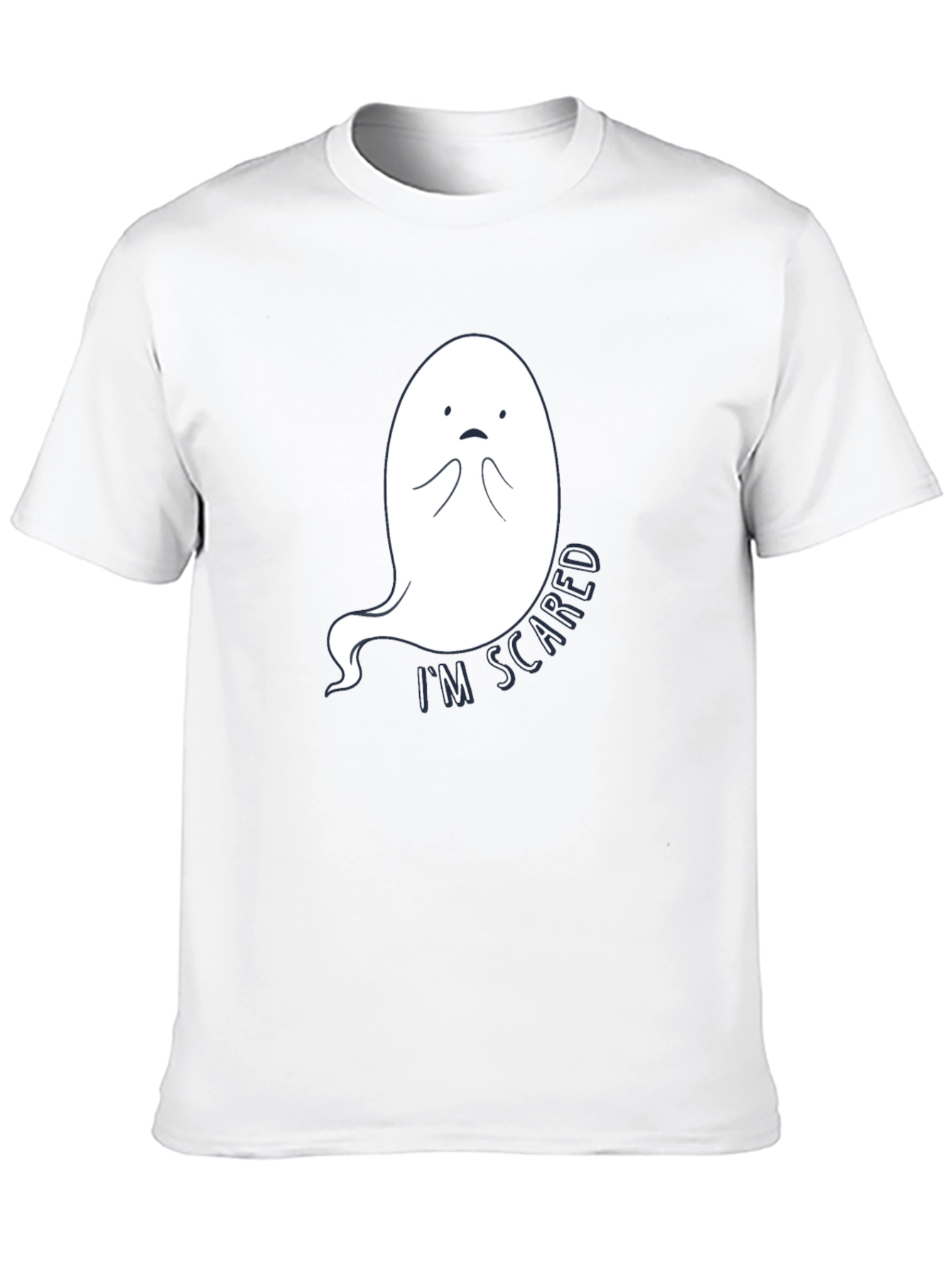 Scared Ghost Graphic Tee - Black Cotton T-Shirt