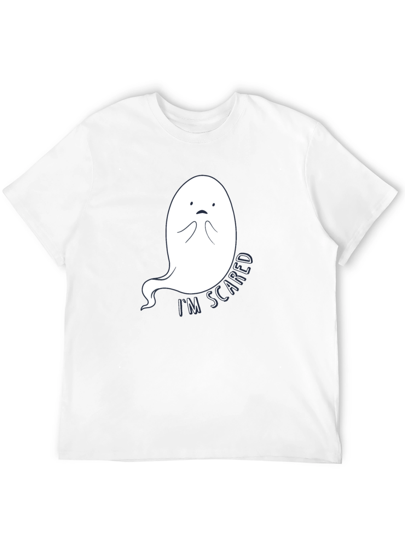 Scared Ghost Graphic Tee - Black Cotton T-Shirt