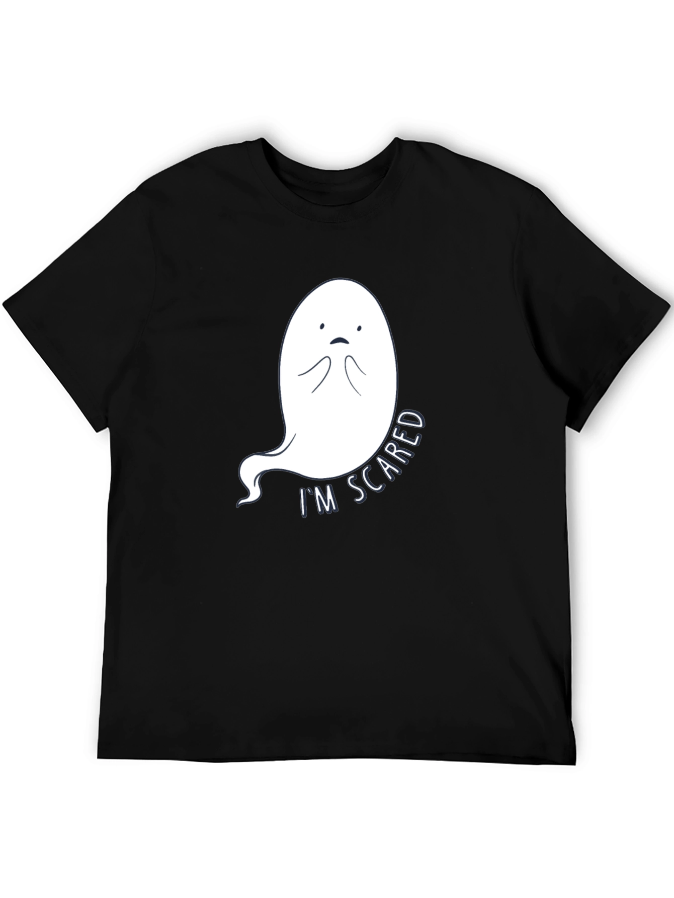 Scared Ghost Graphic Tee - Black Cotton T-Shirt