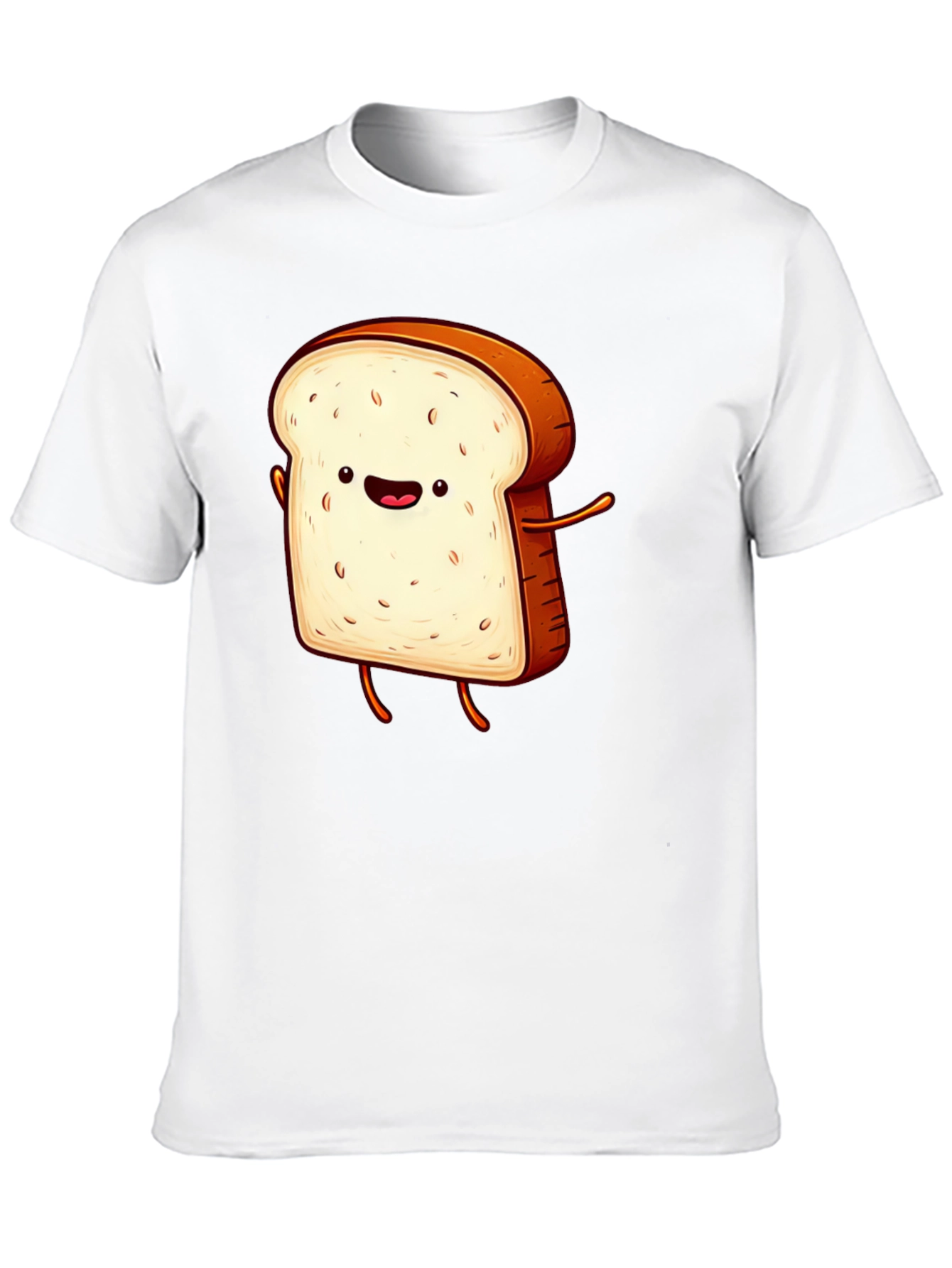 Funny Cartoon Toast Graphic Tee - Black T-Shirt