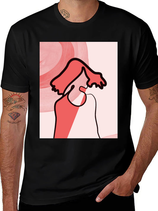Abstract Line Art Graphic Tee - Modern Minimalist Style