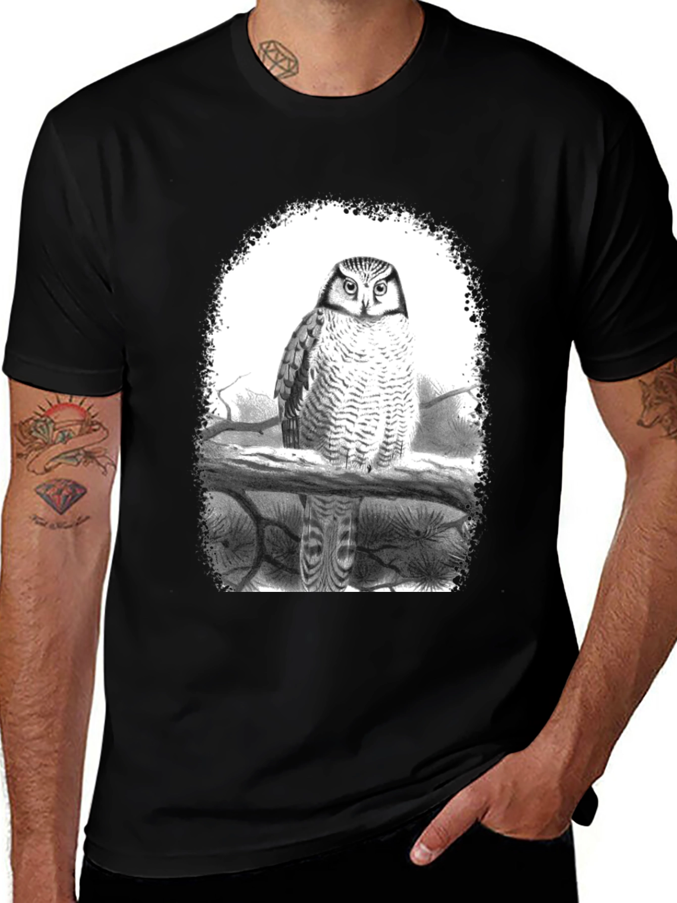 Owl Graphic Tee - Black Cotton Blend