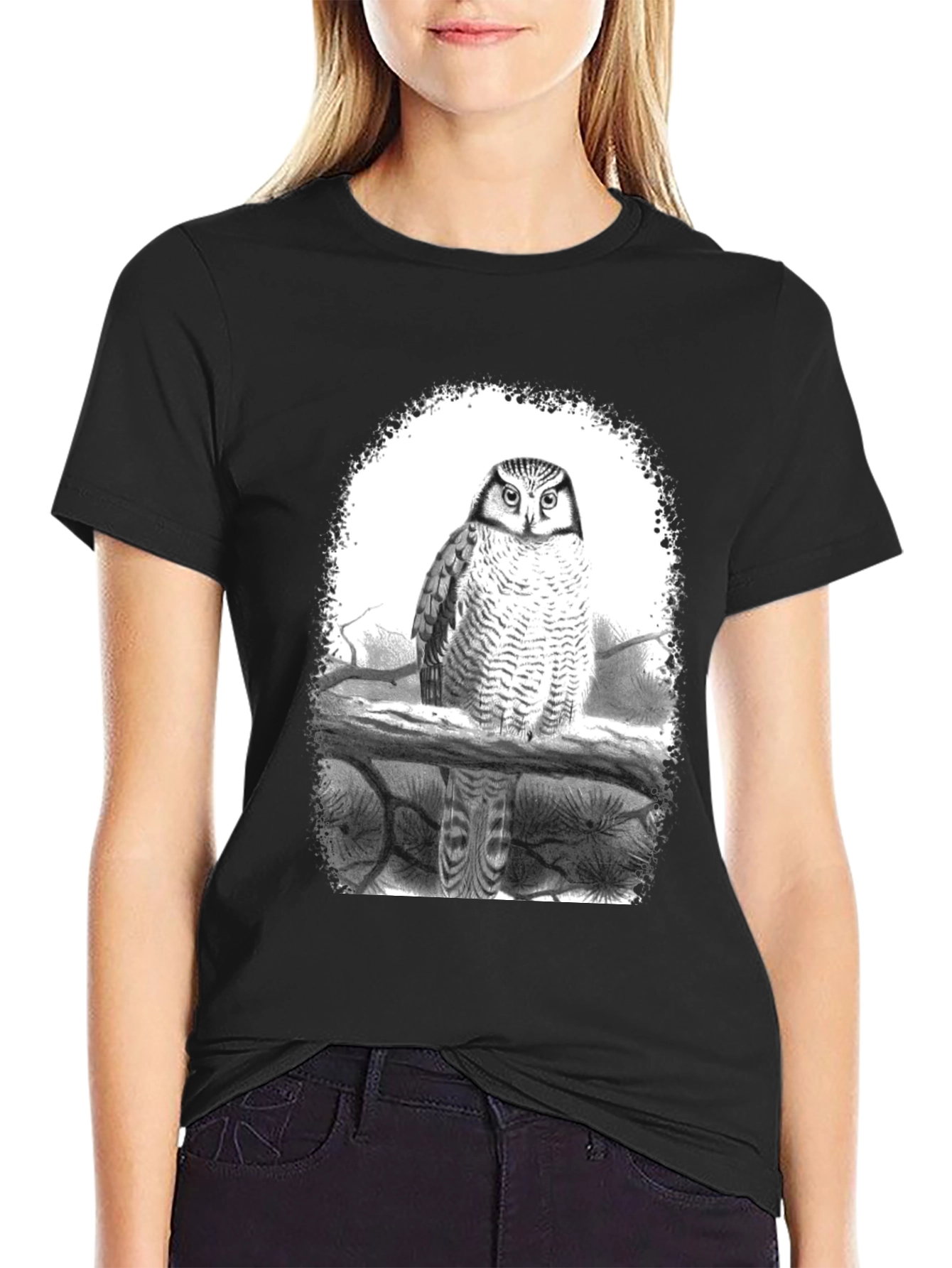 Owl Graphic Tee - Black Cotton Blend