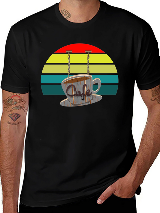 Cafe Cup Graphic T-Shirt - Retro Style