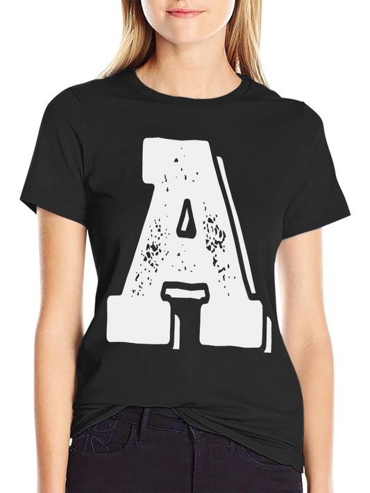Bold Letter A Graphic Print T-Shirt