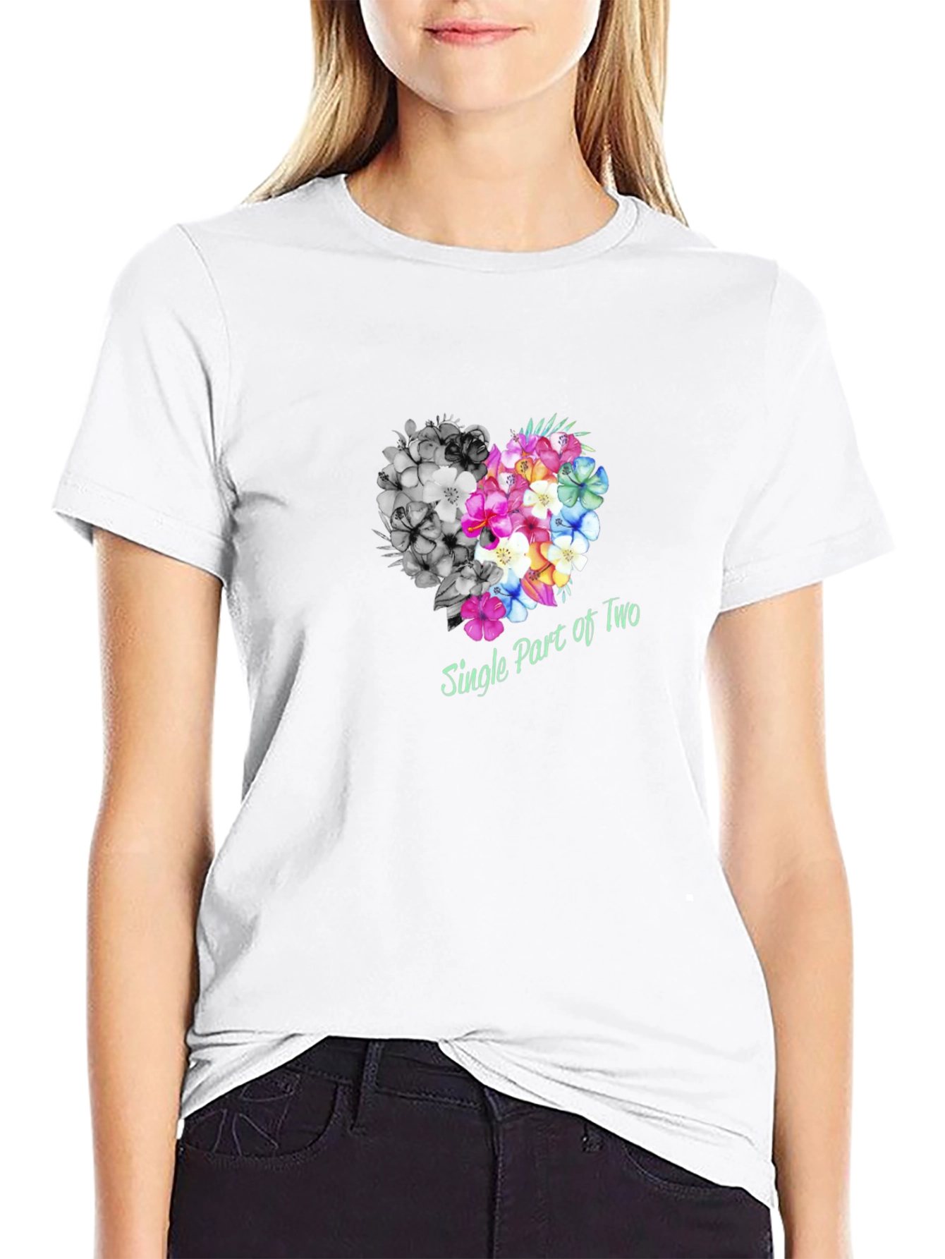 Single Part of Two Floral Heart T-Shirt