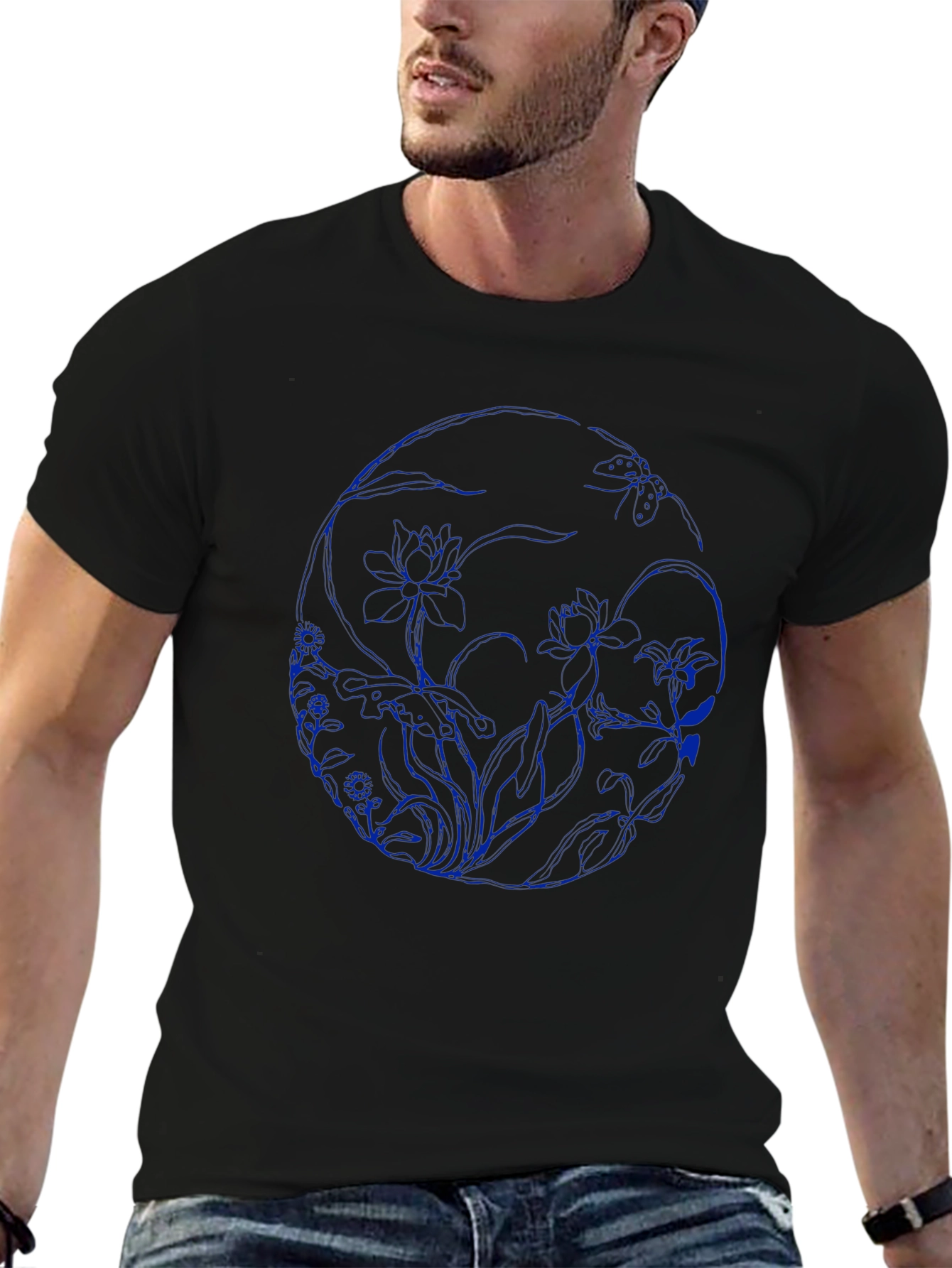 Floral Skull Graphic Black T-Shirt