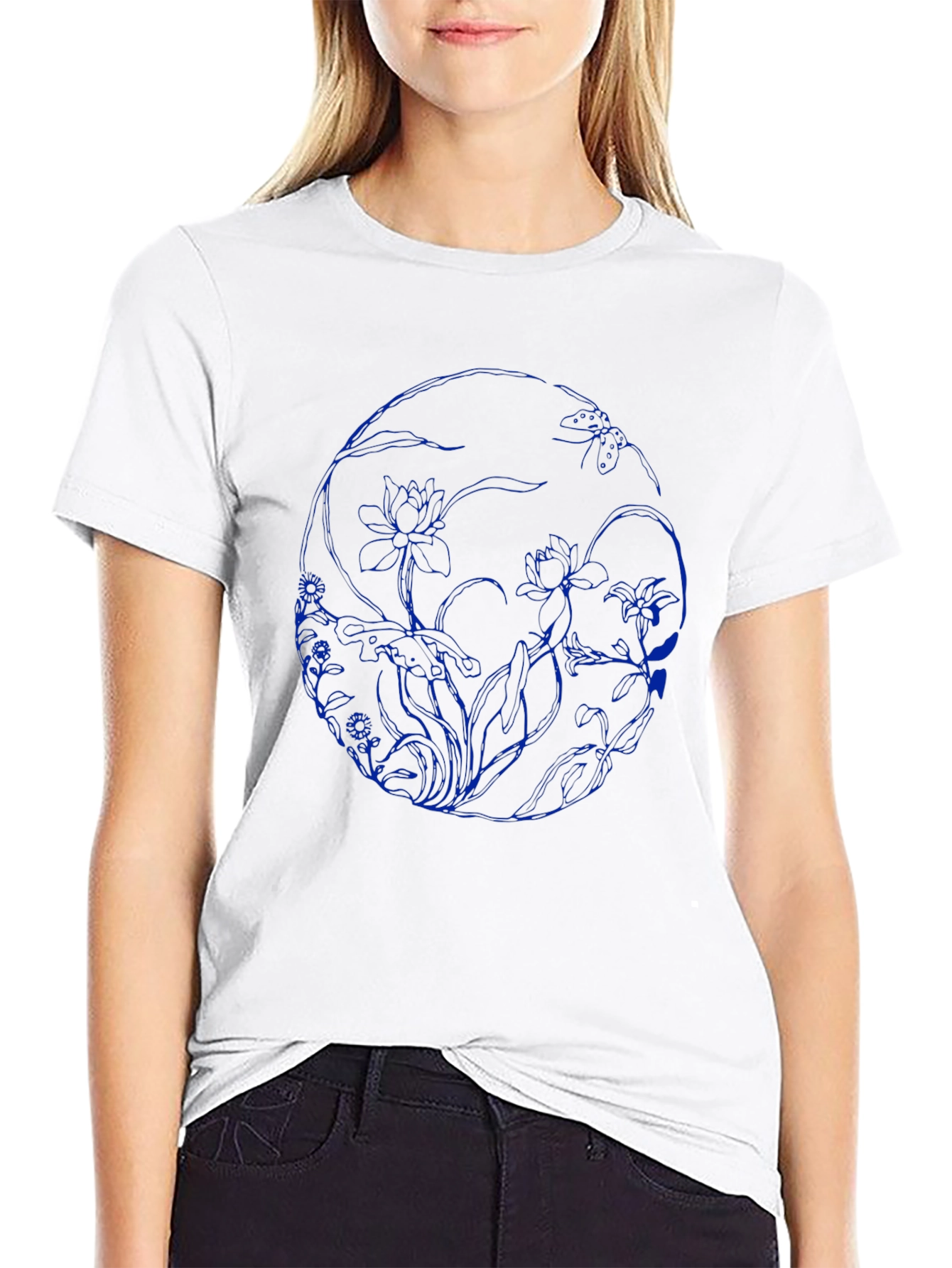 Floral Skull Graphic Black T-Shirt