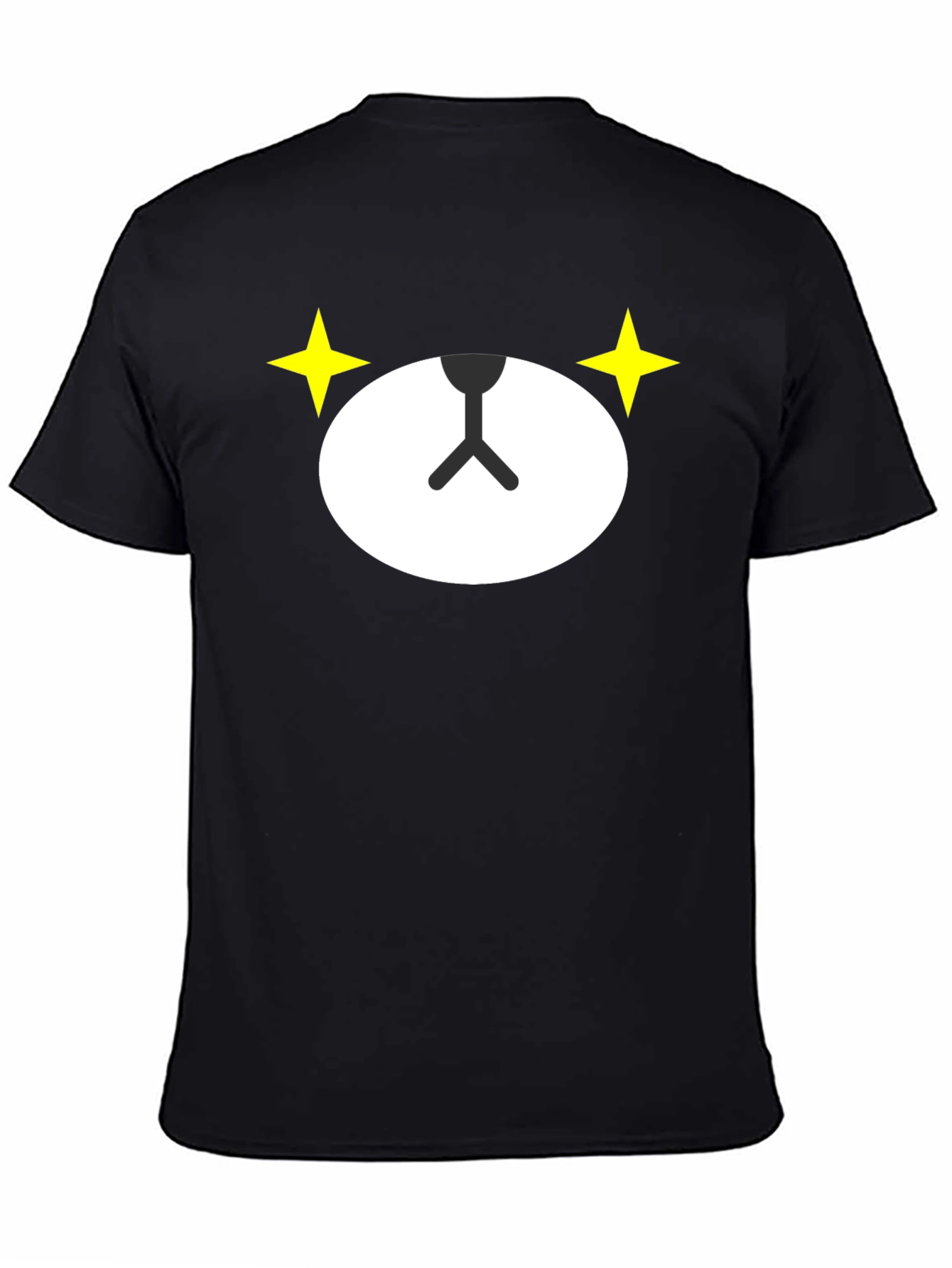 Cute Bear Face Graphic Black T-Shirt