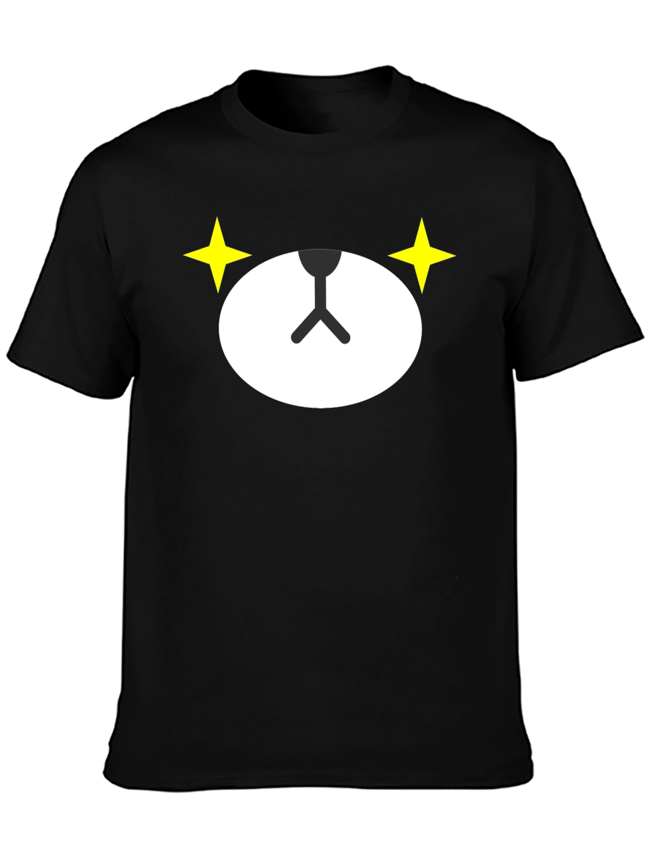 Cute Bear Face Graphic Black T-Shirt