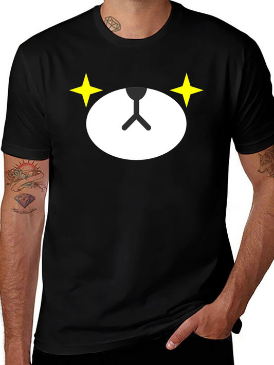 Cute Bear Face Graphic Black T-Shirt