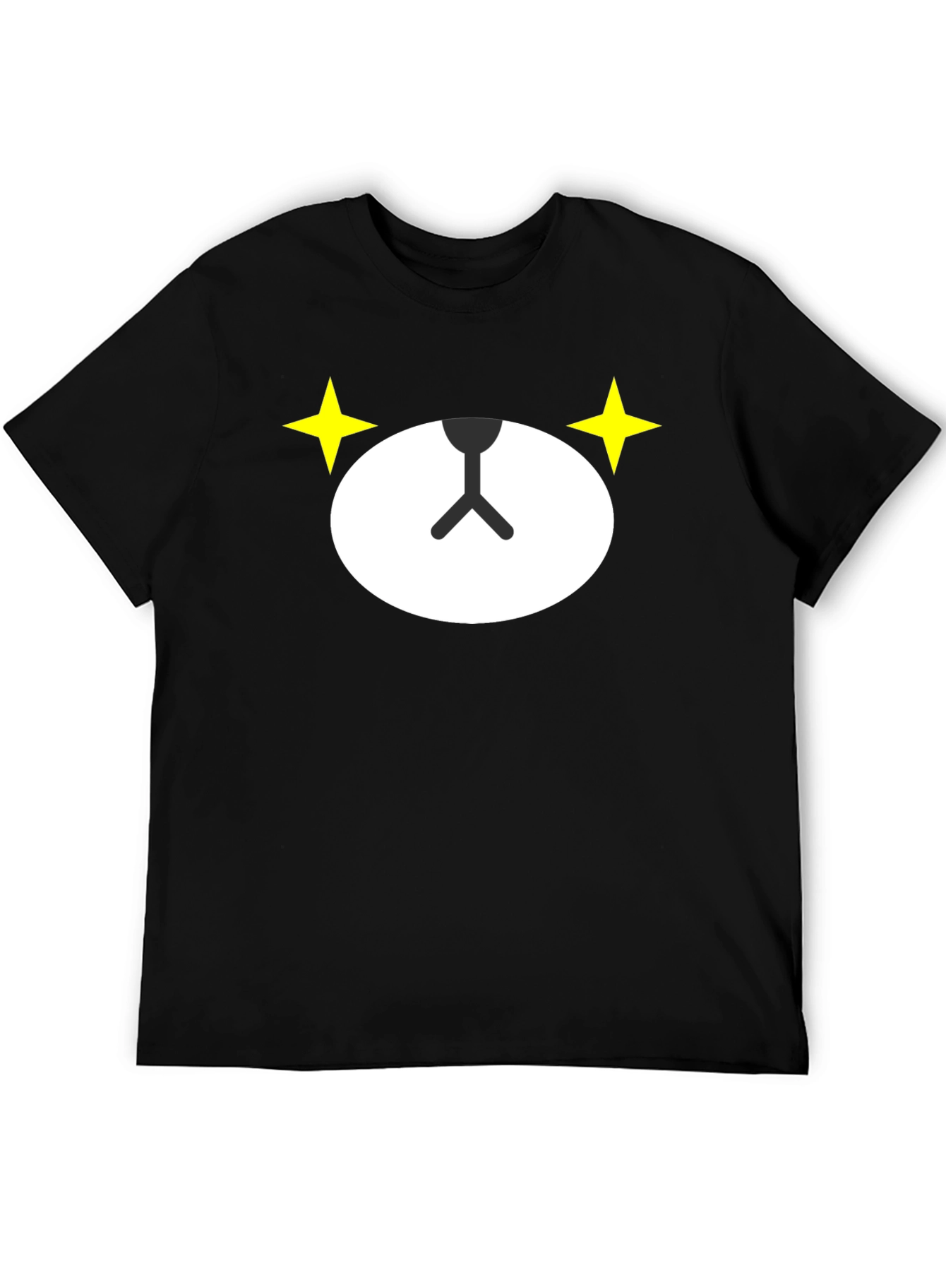 Cute Bear Face Graphic Black T-Shirt