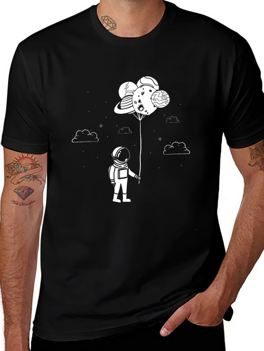 Astronaut Planet Balloons Graphic Tee