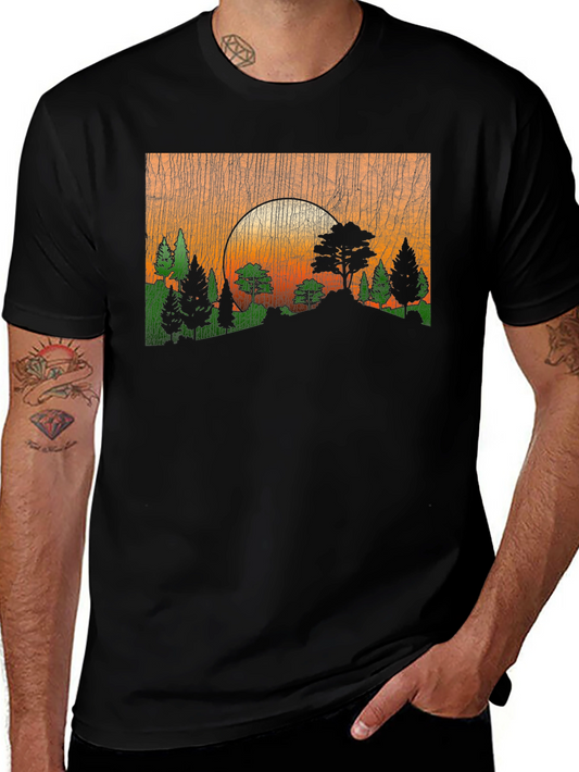 Sunset Forest Graphic Tee - Black