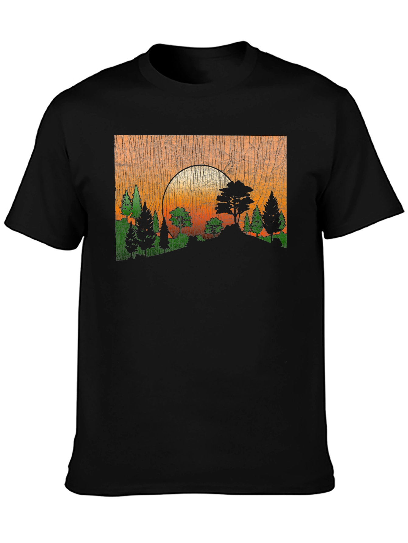 Sunset Forest Graphic Tee - Black