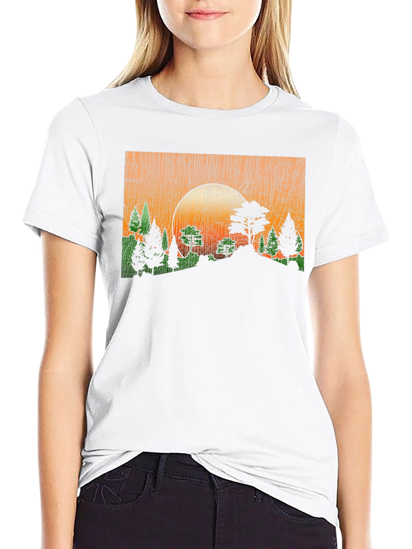 Sunset Forest Graphic Tee - Black