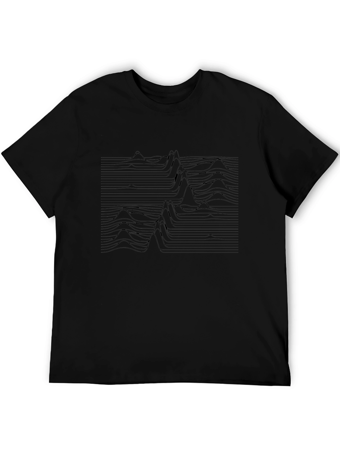 Abstract Line Wave Graphic Black T-Shirt