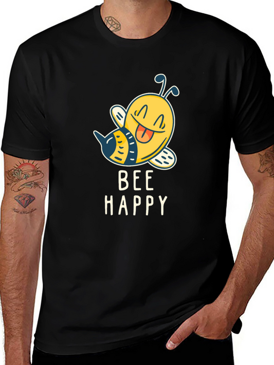 Bee Happy Graphic T-Shirt - Mens Black Tee