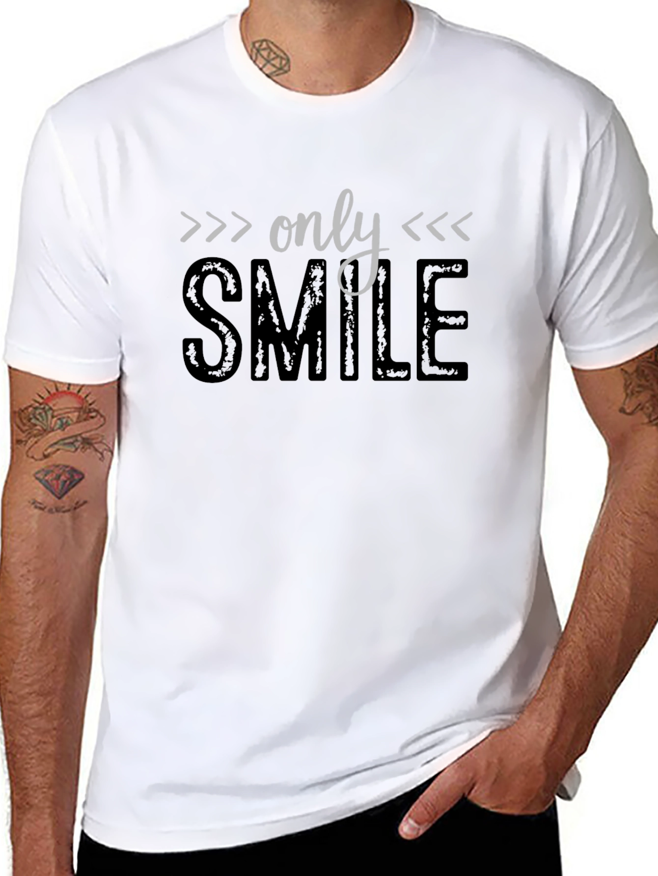 Only Smile Graphic Print Black T-Shirt
