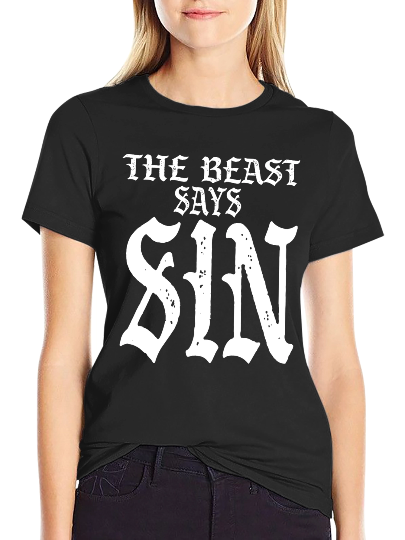 The Beast Says Sin T-Shirt - Black Graphic Tee