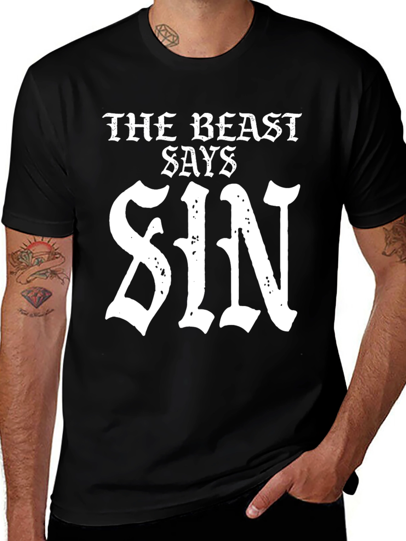 The Beast Says Sin T-Shirt - Black Graphic Tee