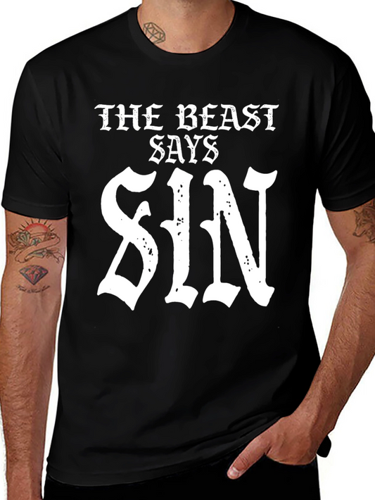 The Beast Says Sin T-Shirt - Black Graphic Tee