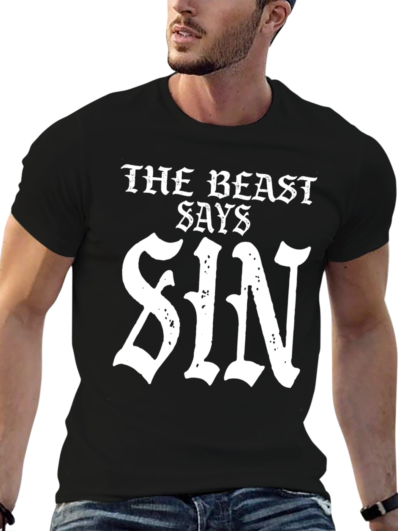 The Beast Says Sin T-Shirt - Black Graphic Tee