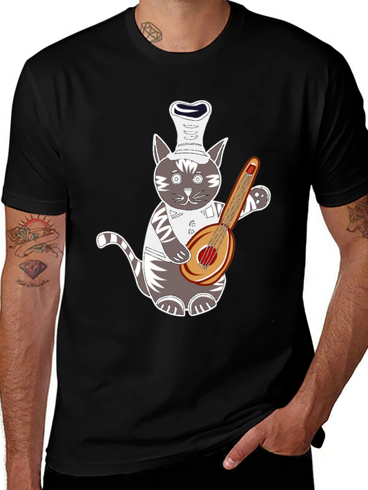 Chef Cat Playing Guitar T-Shirt