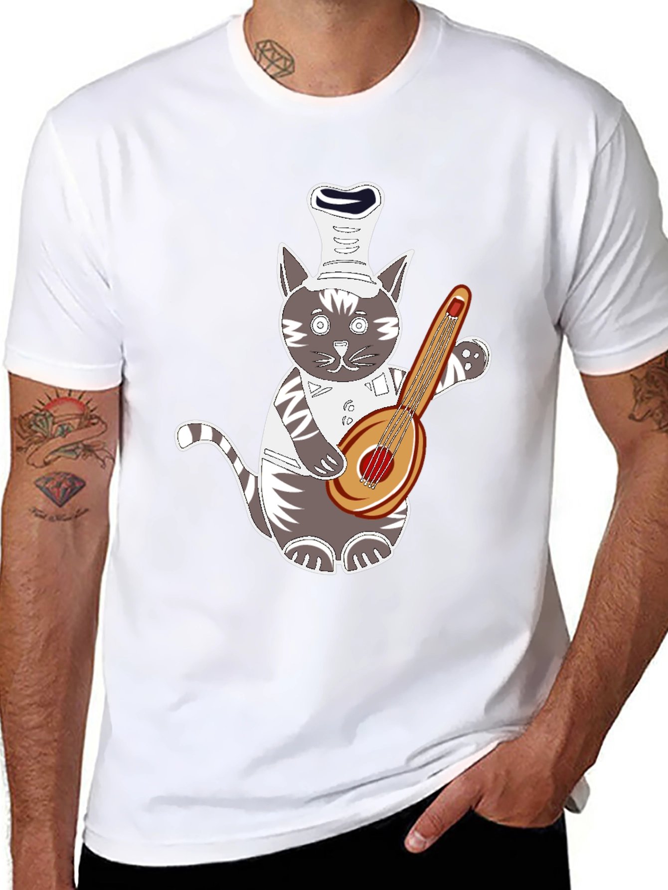 Chef Cat Playing Guitar T-Shirt