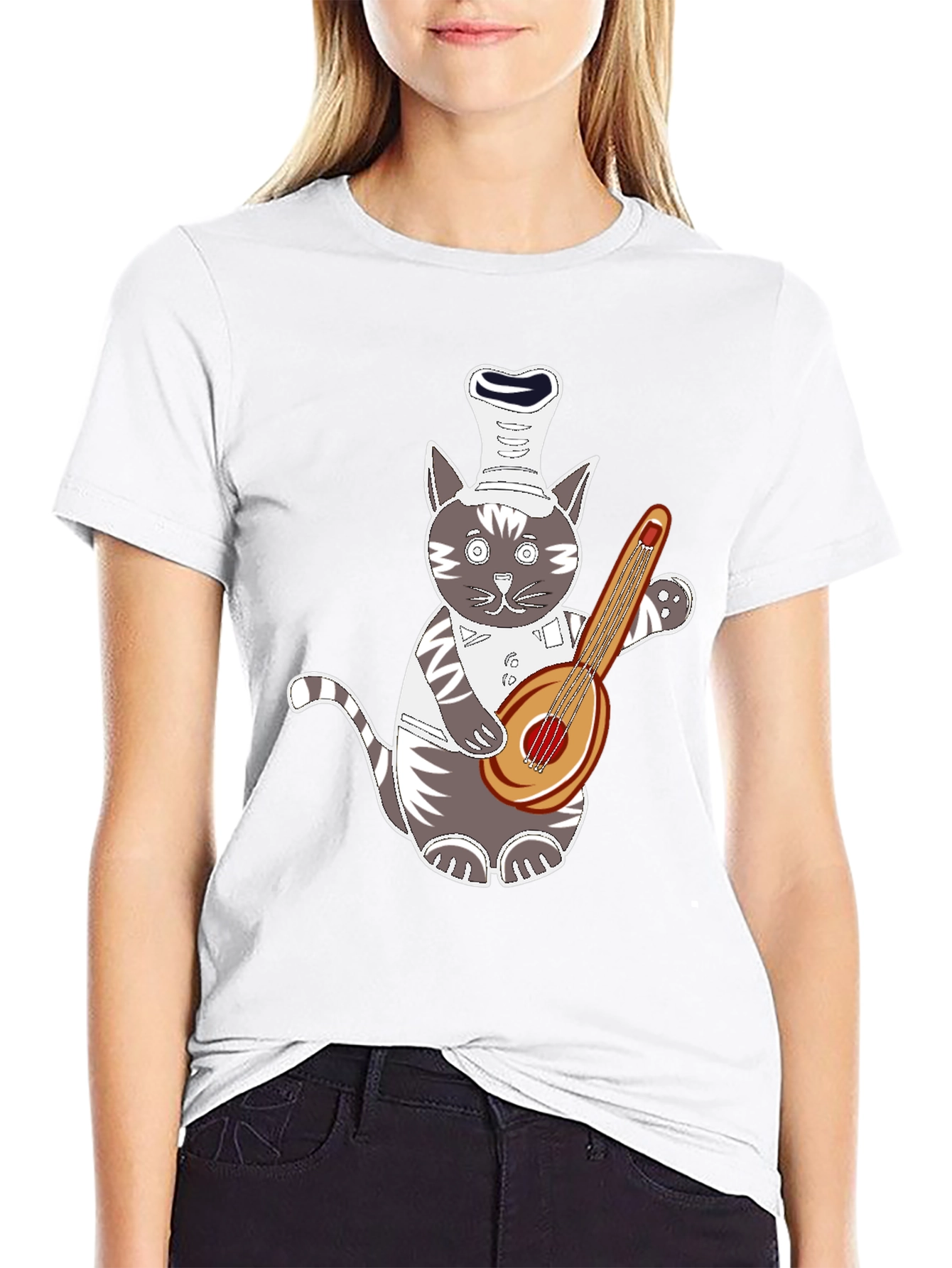 Chef Cat Playing Guitar T-Shirt
