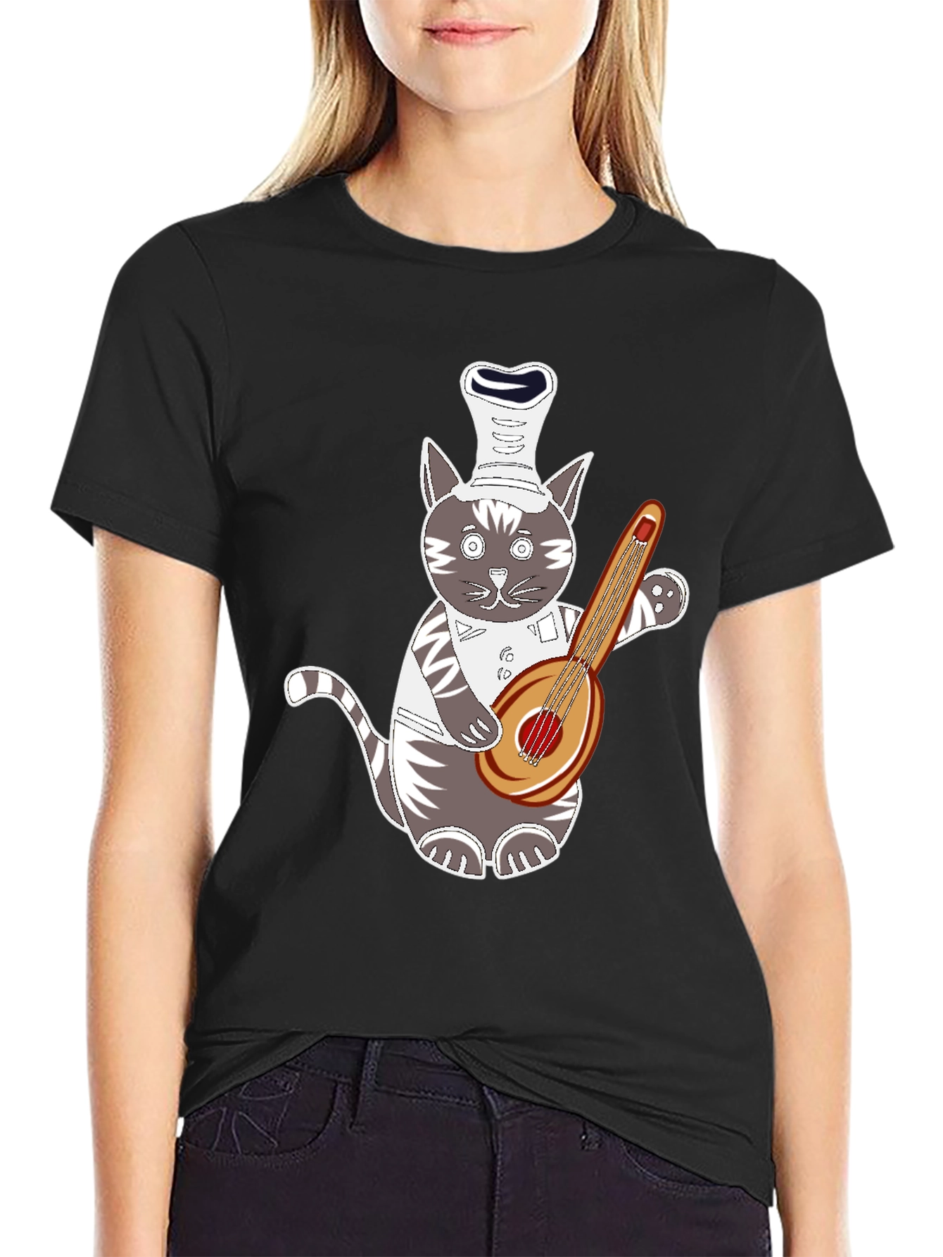 Chef Cat Playing Guitar T-Shirt