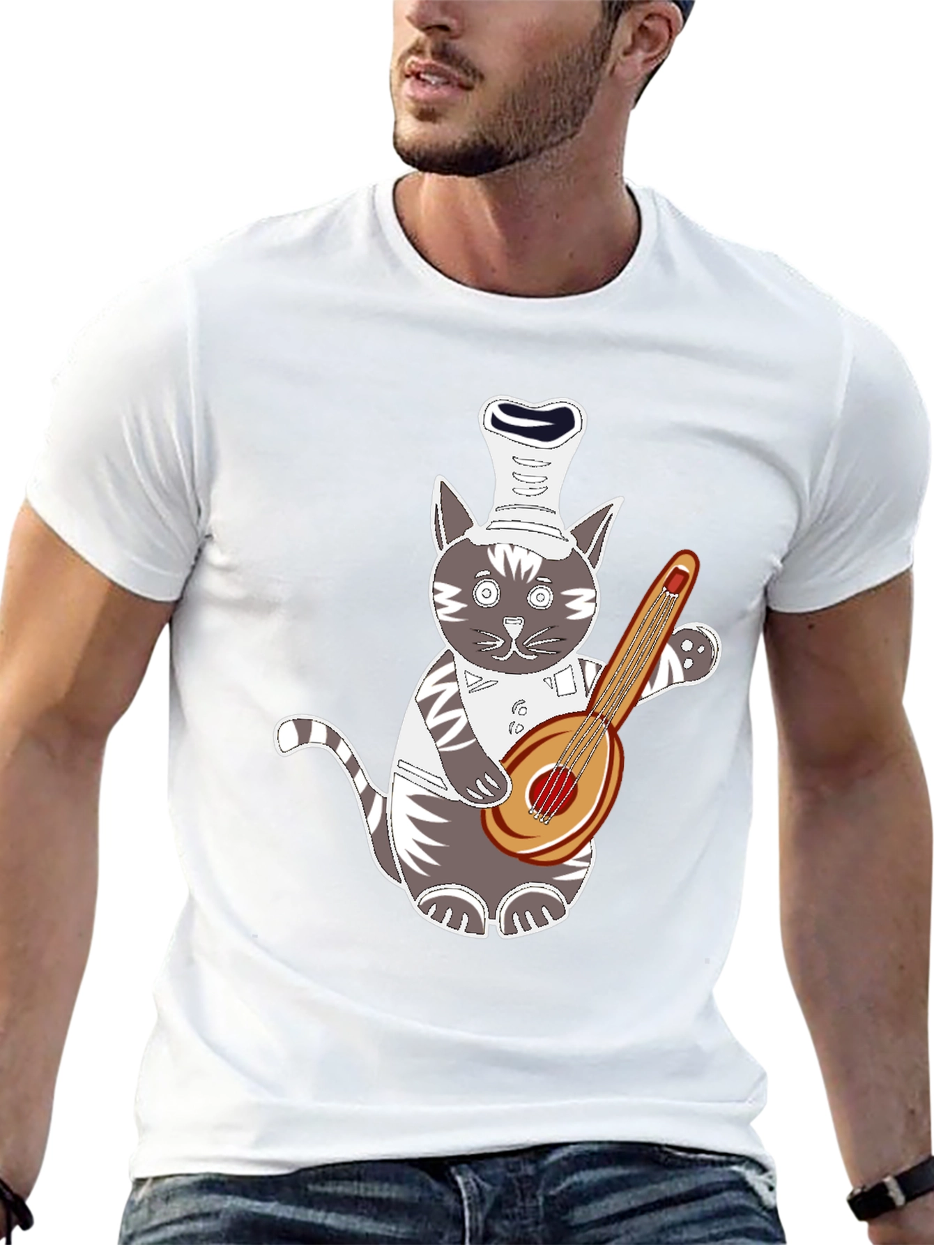Chef Cat Playing Guitar T-Shirt