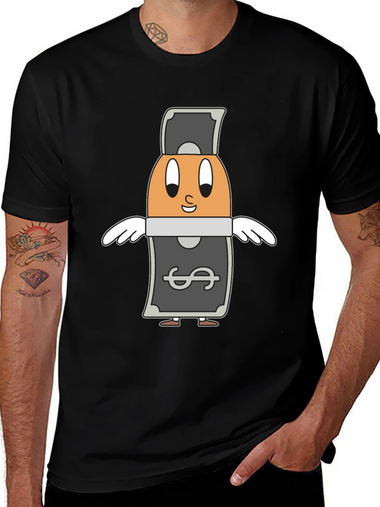 Cartoon Egg Money Black T-Shirt