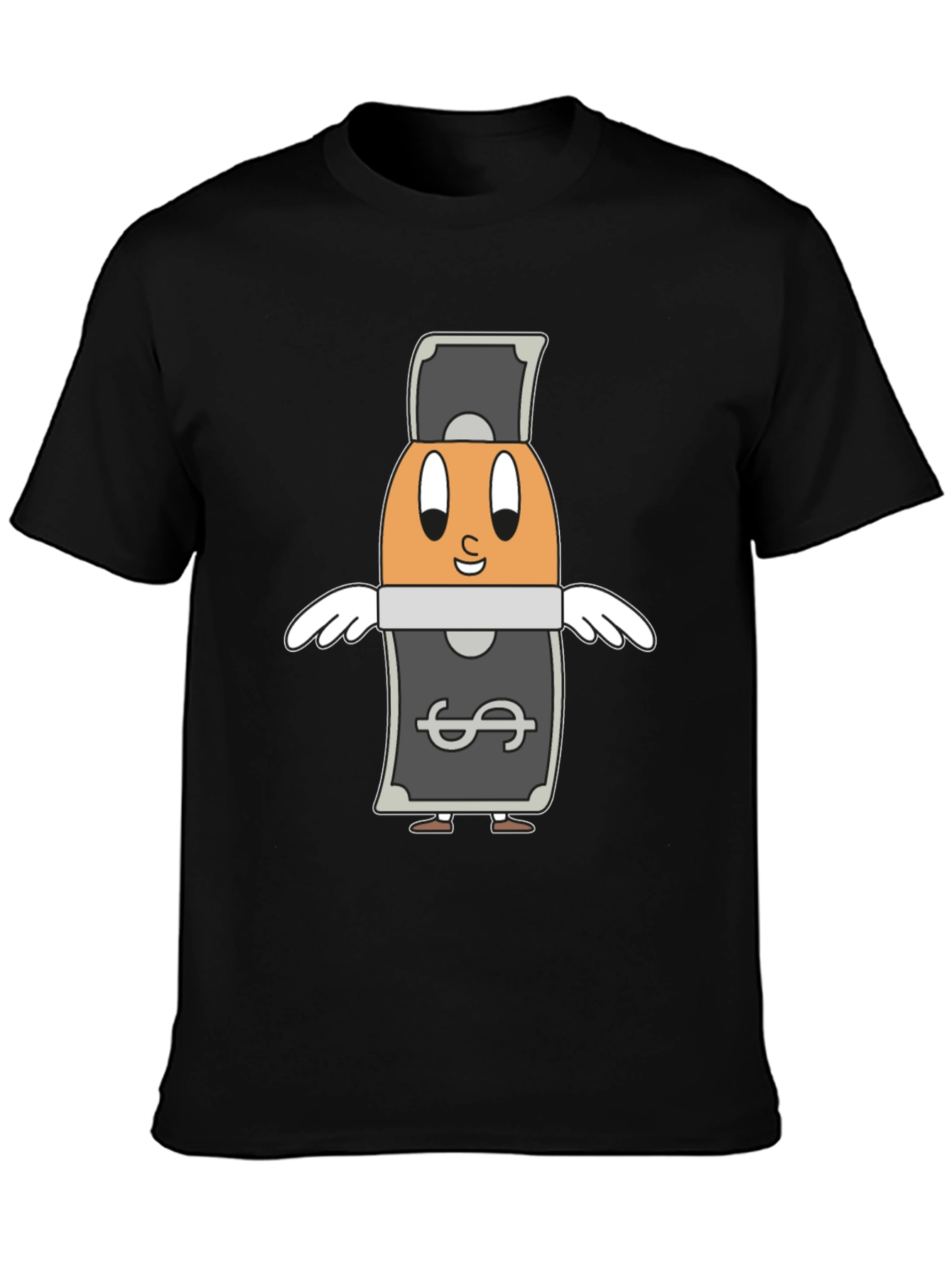 Cartoon Egg Money Black T-Shirt