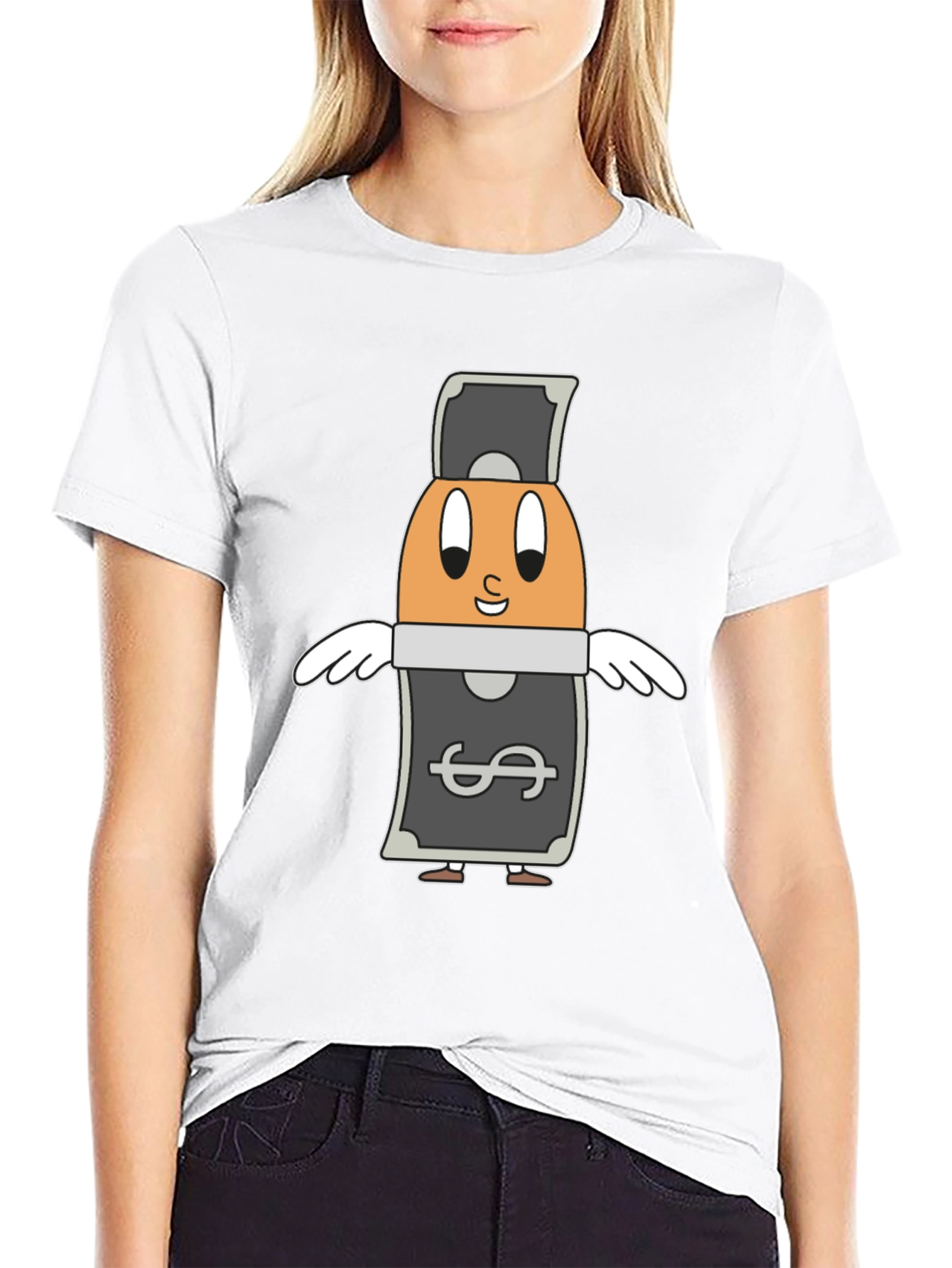 Cartoon Egg Money Black T-Shirt
