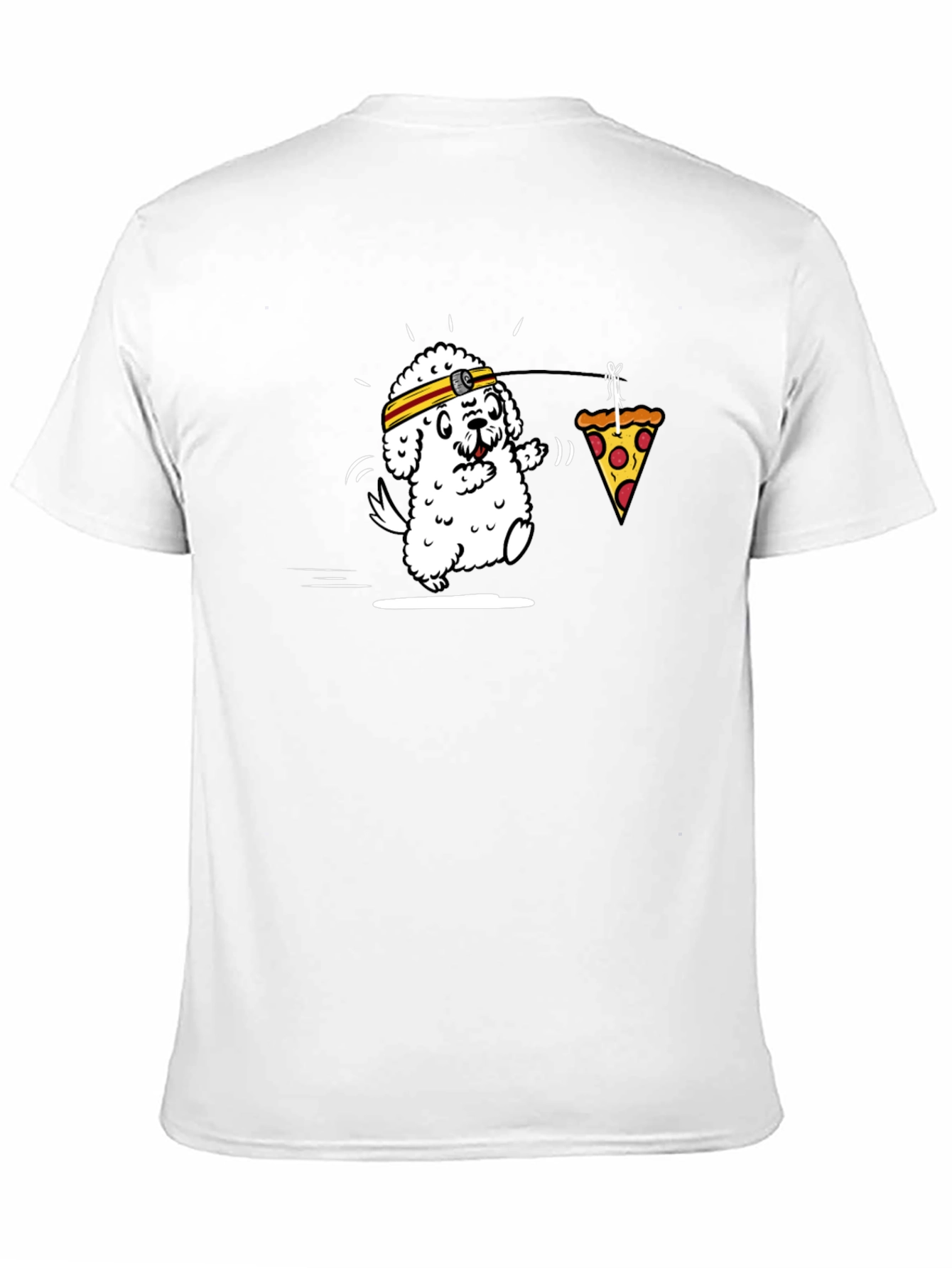 Dog Chasing Pizza Funny Graphic Tee