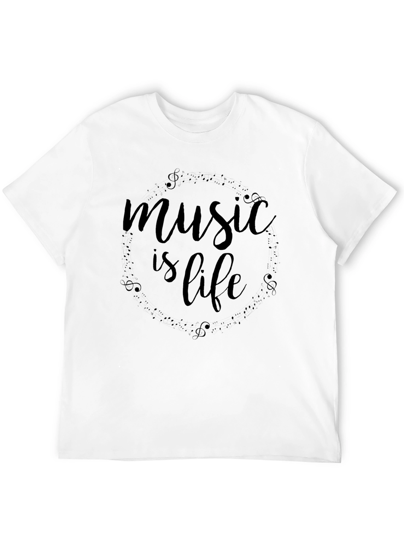 Music is Life Black Graphic T-Shirt