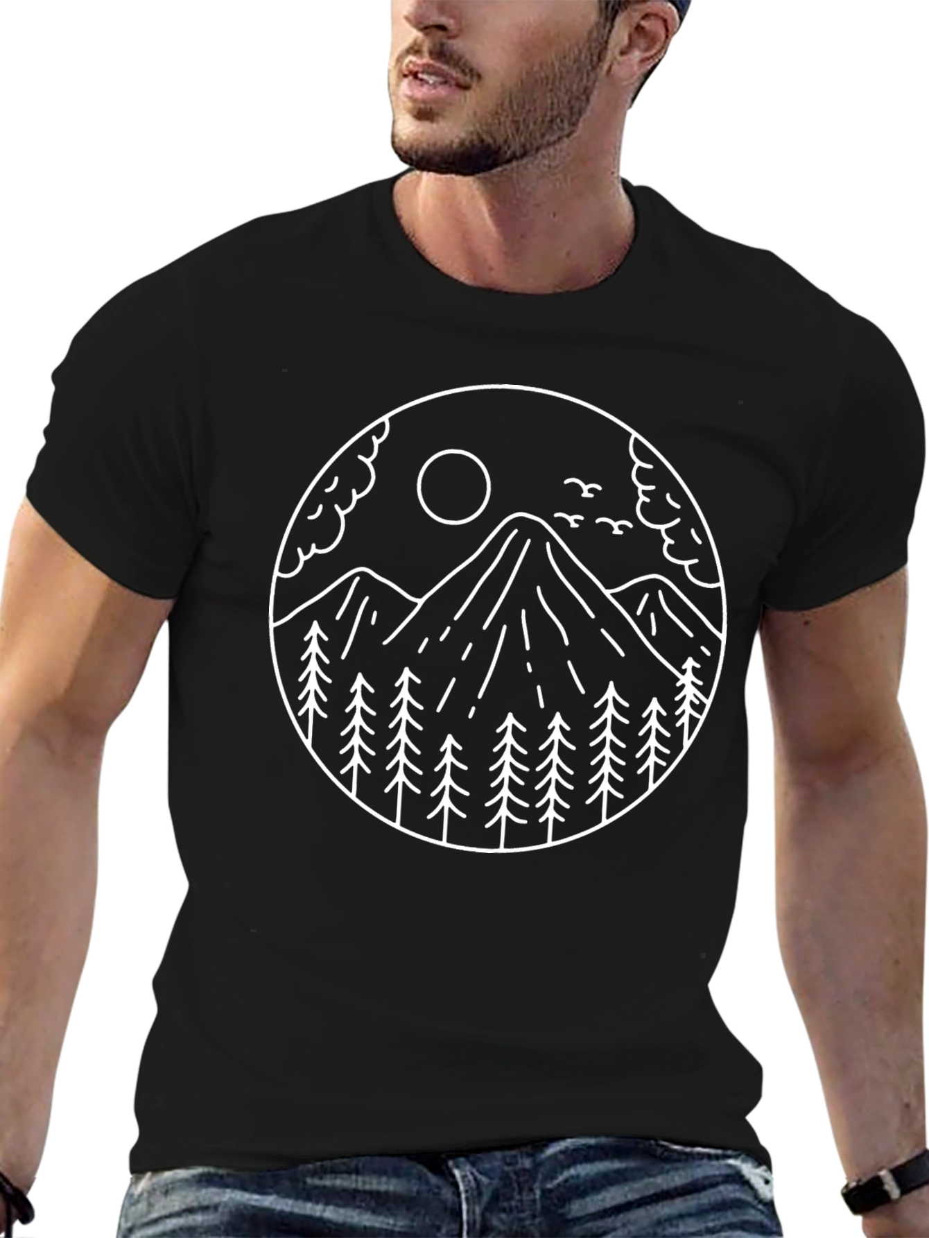 Mountain Scene Graphic Tee - Black