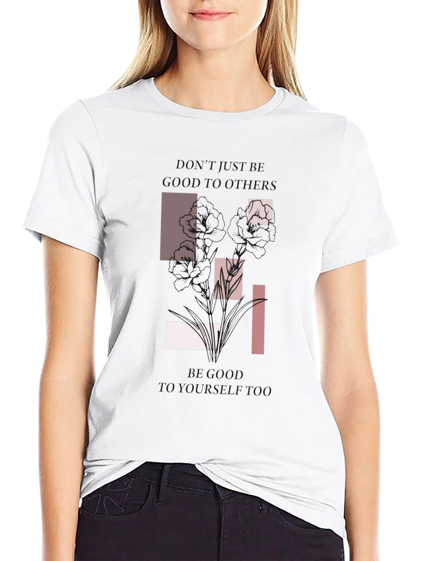 Abstract Floral Graphic Print Black T-Shirt