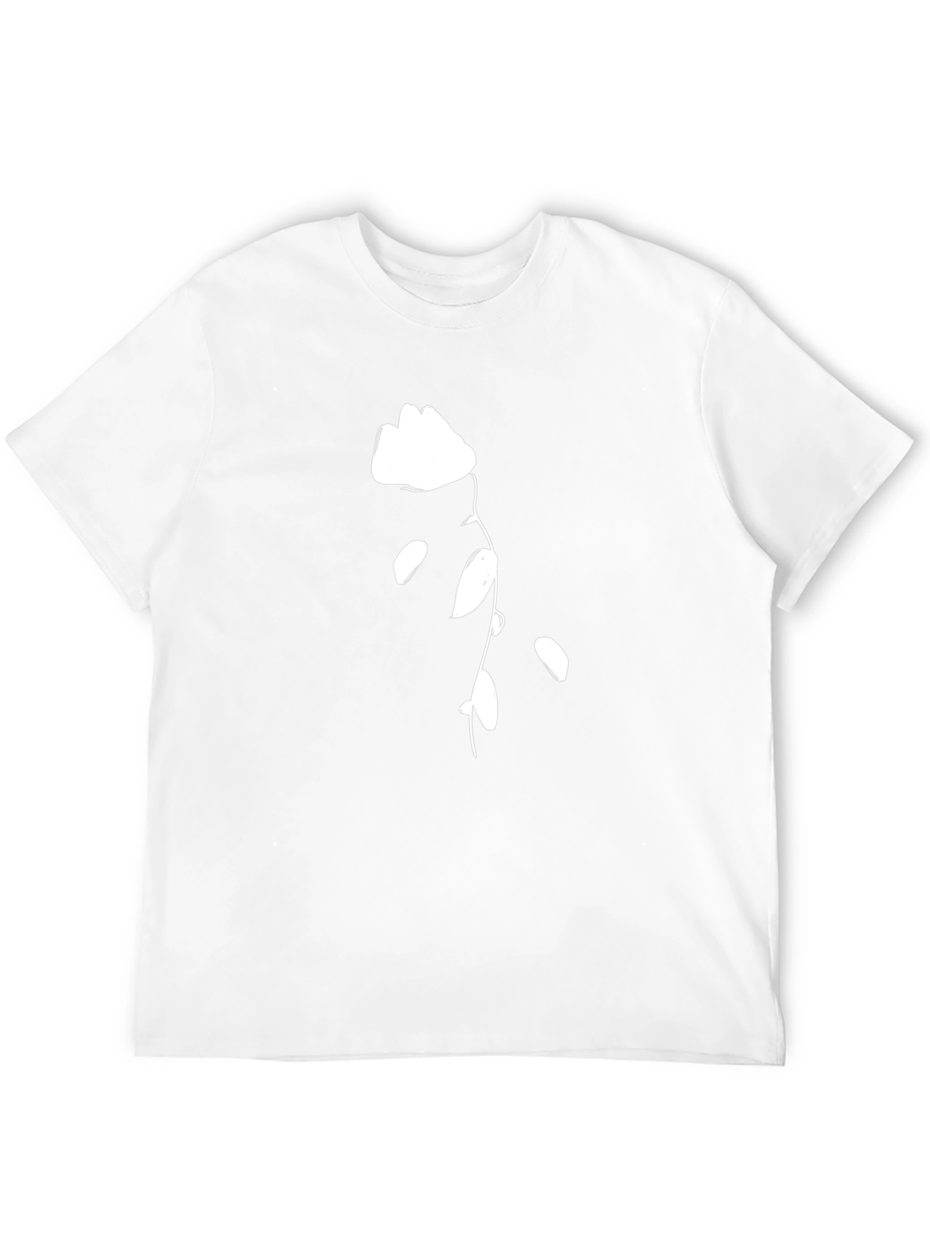 Black T-Shirt with White Flower Design