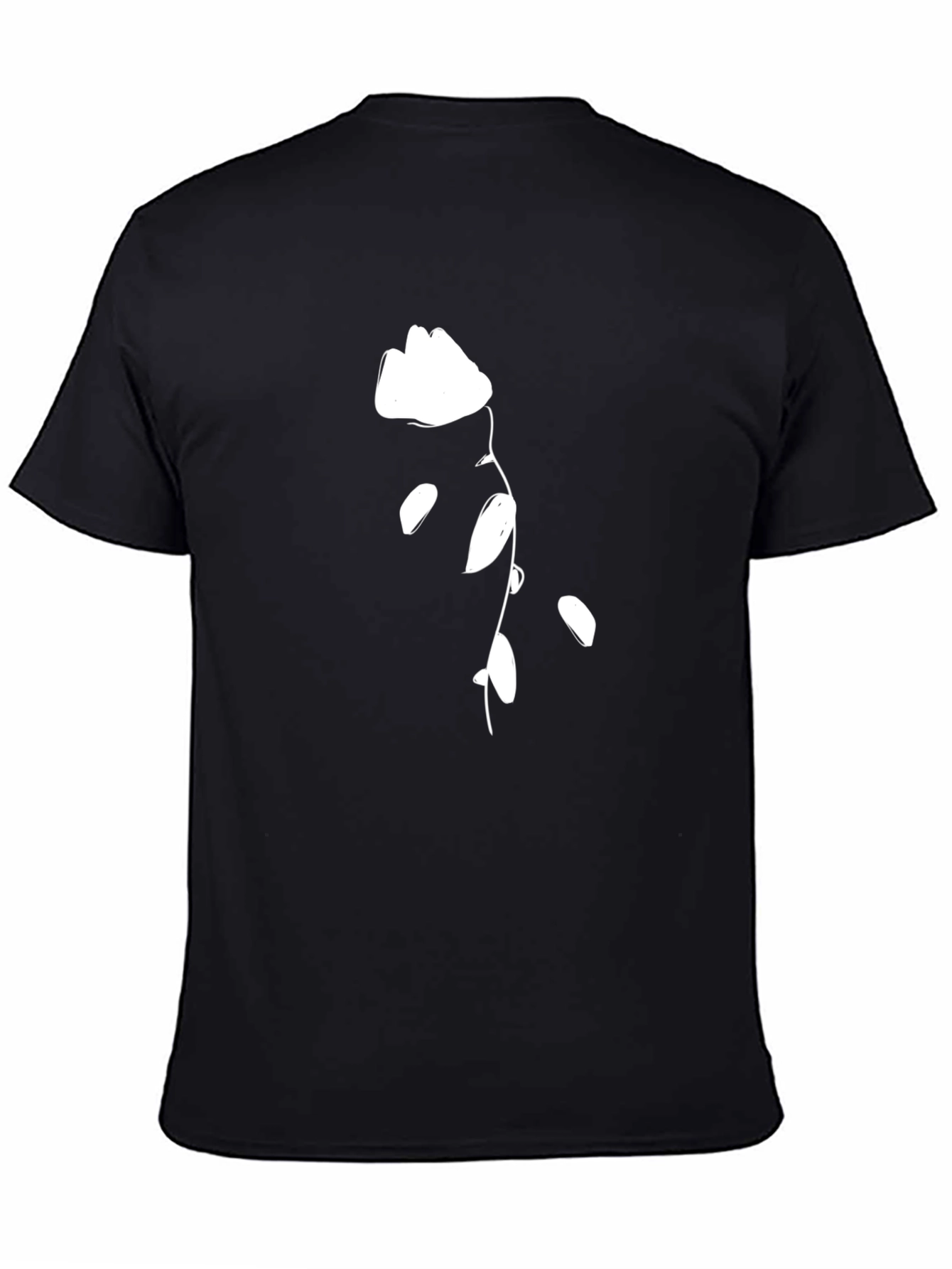 Black T-Shirt with White Flower Design