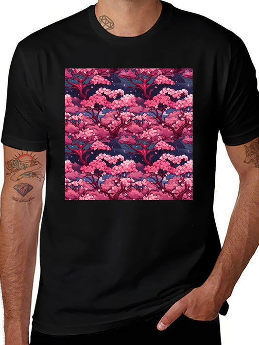 Cherry Blossom Tree Art Black Graphic Tee