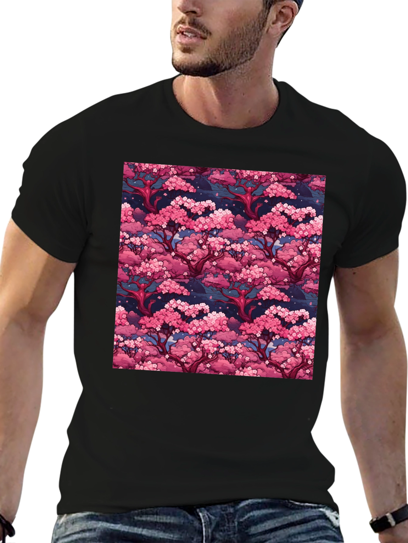 Cherry Blossom Tree Art Black Graphic Tee