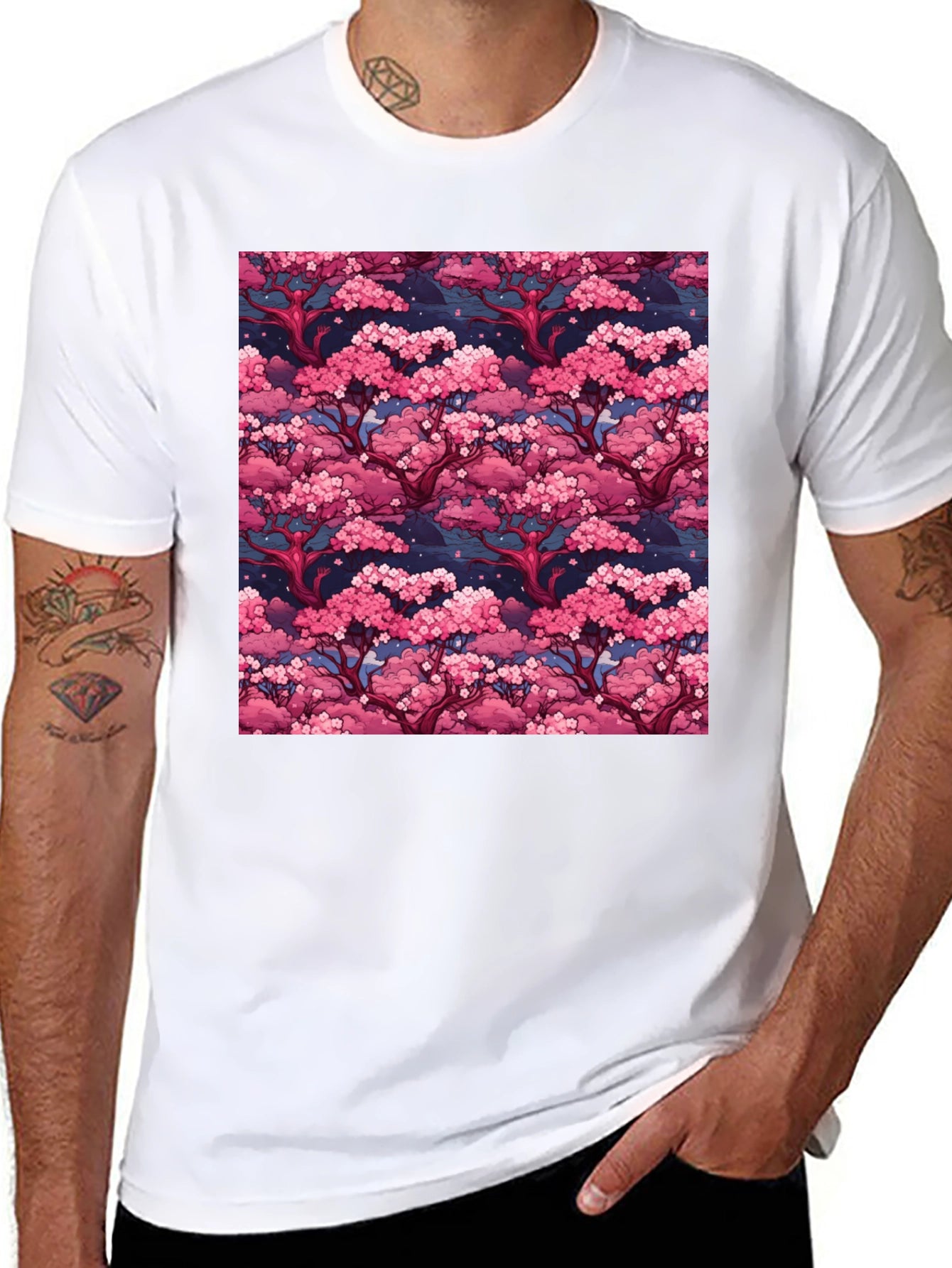 Cherry Blossom Tree Art Black Graphic Tee