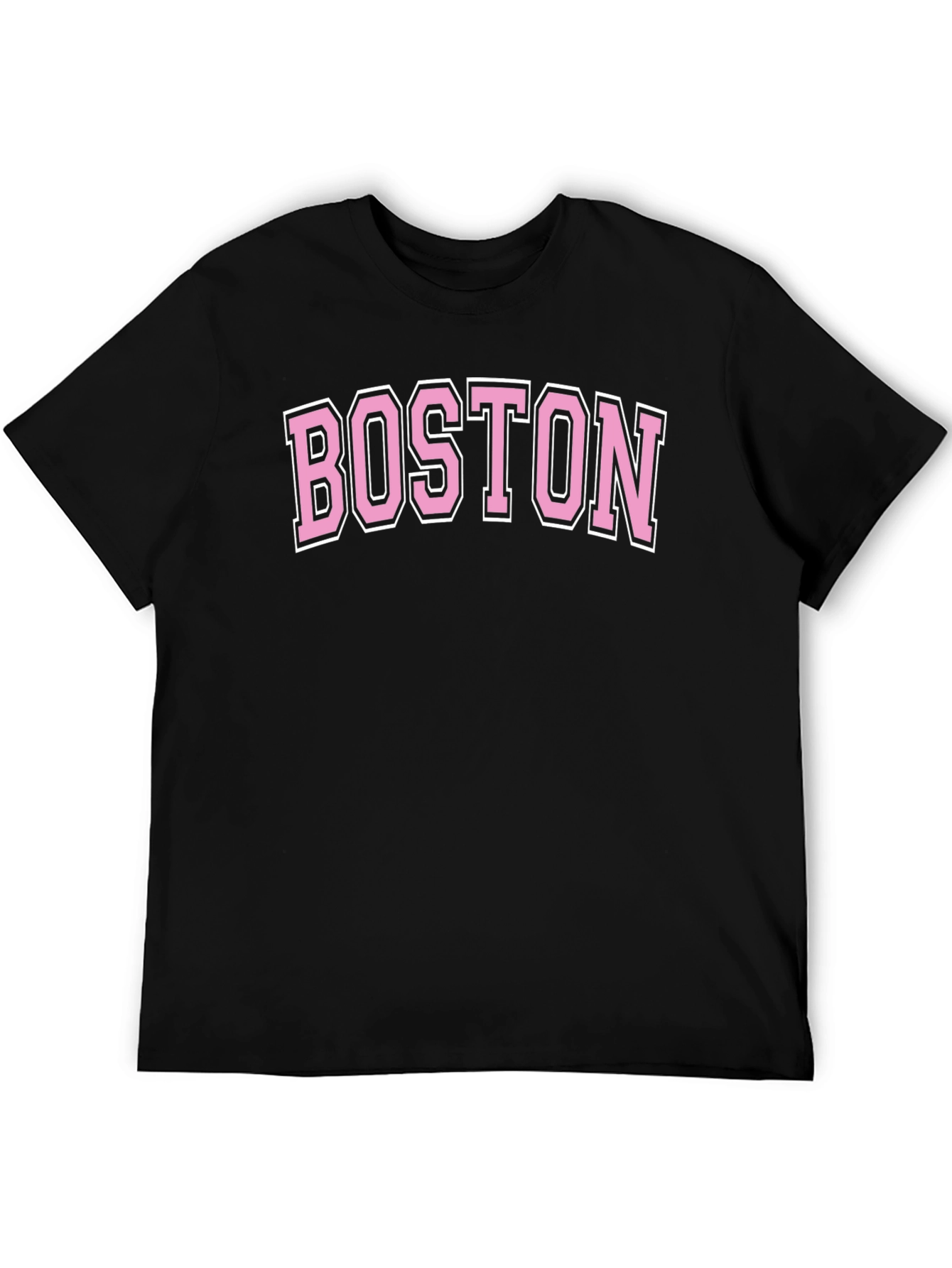 Boston Pink Letter Graphic Black T-Shirt