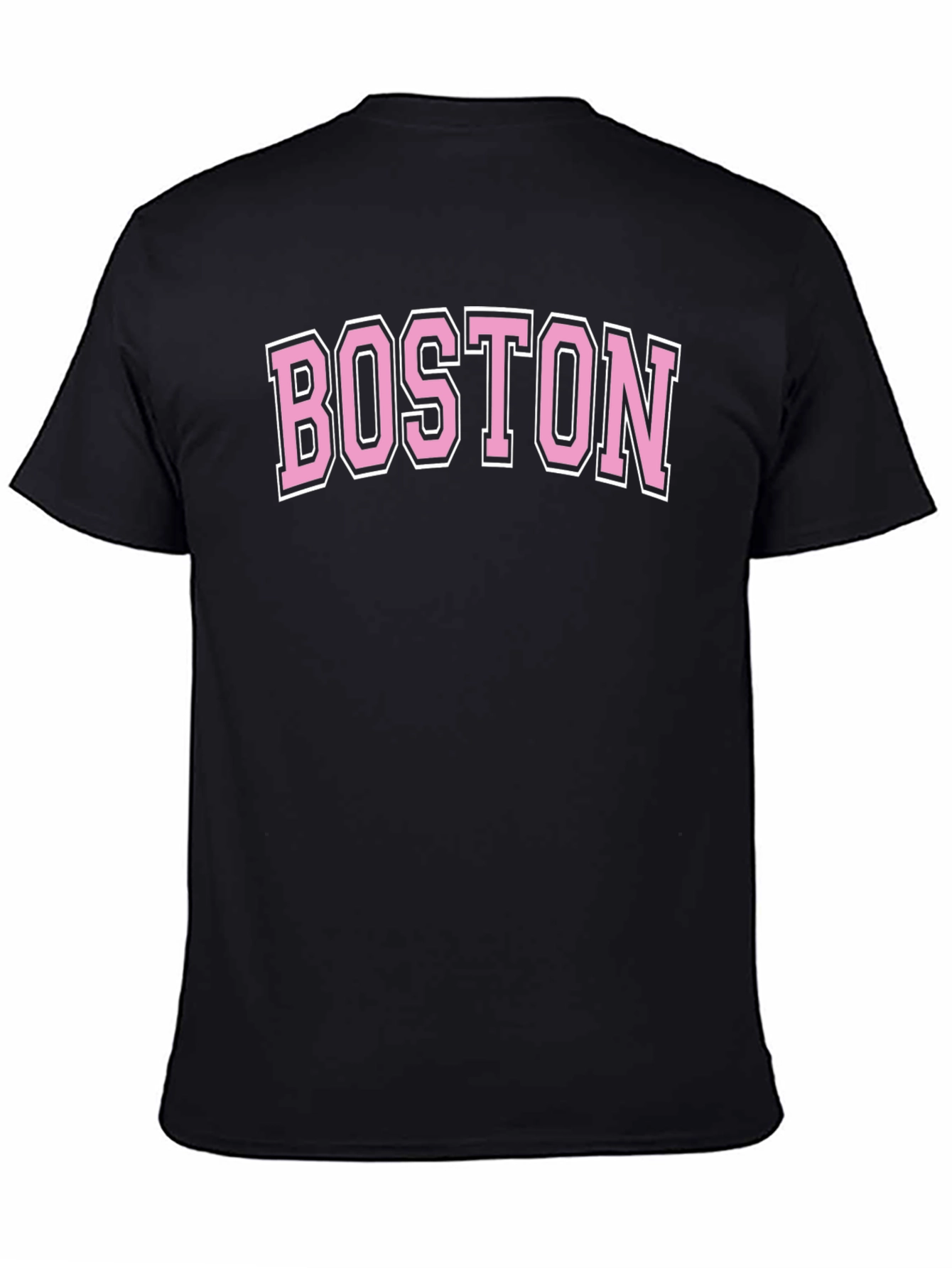 Boston Pink Letter Graphic Black T-Shirt